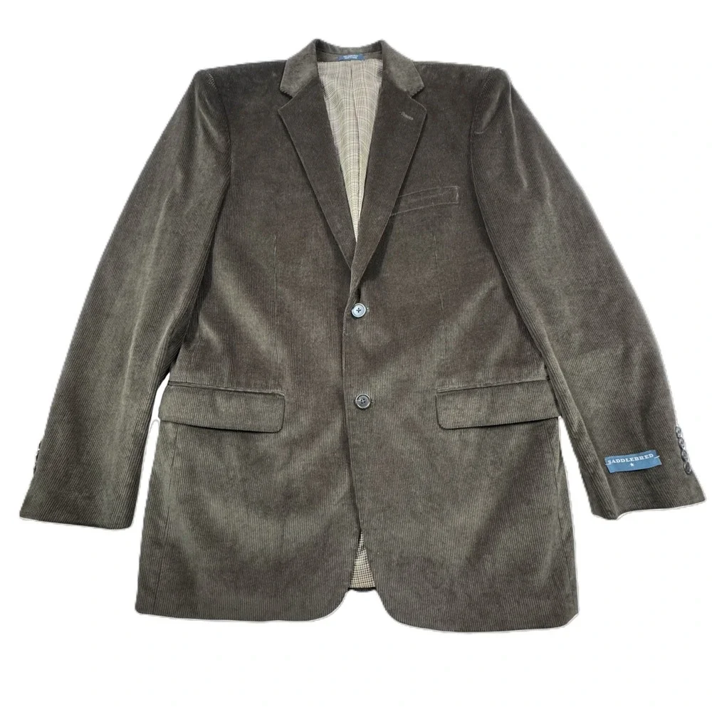 Saddlebred Corduroy Sport Coat Mens 40L Brown Blazer Jacket Cotton‎ NEW Academia
